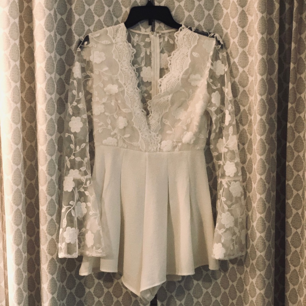 White long sleeve romper